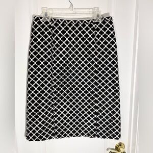 Vintage Harold's Mod Geometric Pattern Pencil Skirt Black White Size 10